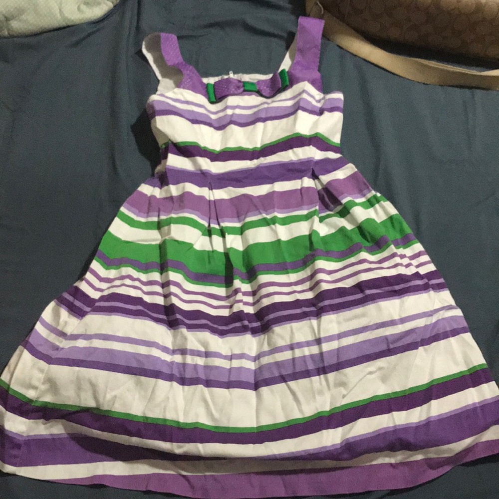 Girls purple striped dress size 8